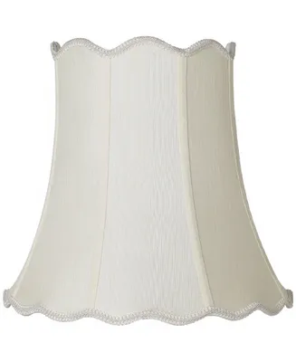 Creme Medium Scallop Bell Lamp Shade 10" Top x 16" Bottom x 15" Slant x 14.75 High (Spider) Replacement with Harp and Finial - Springcrest