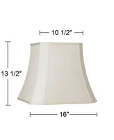 Creme Medium Square Cut Corner Lamp Shade 10.5" Top x 16" Bottom x 14" Slant x 13.5" High (Spider) Replacement with Harp and Finial - Imperial Shade