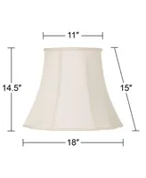 Set of 2 Bell Lamp Shades Cream Curve Cut Corner Large 11" Top x 18" Bottom x 15" High Spider with Replacement Harp and Finial Fitting