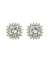 Classy 10MM Halo Square Stud Earrings