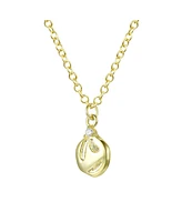 14K Gold Plated Cubic Zirconia Asymmetrical Pendant Necklace