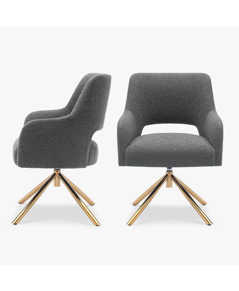 Mid-Century Modern Wide Boucle Swivel Accent Arm Chair (Set of 2)