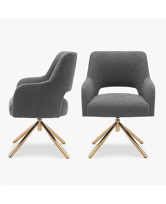 Mid-Century Modern Wide Boucle Swivel Accent Arm Chair (Set of 2)