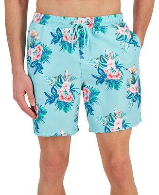 Club Room Men's Afelo Floral-Print Quick-Dry 7" Swim Trunks, Created for Macy's
