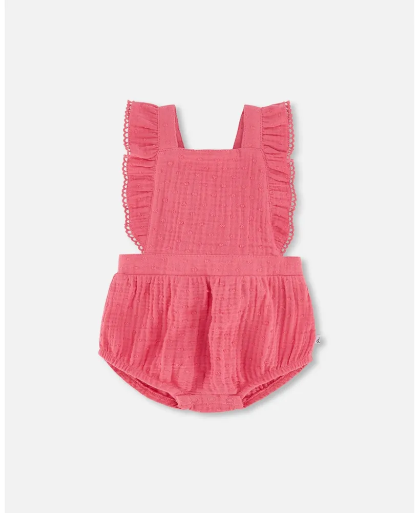 Baby Girl Muslin Ruffle Romper Cherry - Infant