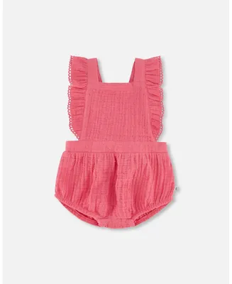 Baby Girl Muslin Ruffle Romper Cherry - Infant