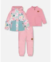 Baby Girl Printed 3 1 Mid Season Set Watercolor Roses And Mauve - Infant