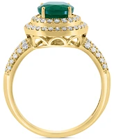 Effy Emerald (1-1/2 ct. t.w.) & Diamond (1/2 ct. t.w.) Double Halo Ring in 14k Gold