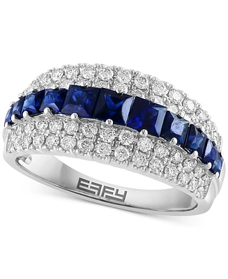 Effy Ruby (1-1/5 ct. t.w) & Diamond (5/8 ct. t.w.) Three Row Ring in 14k Gold (Also in Sapphire)