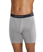 Jockey Men's Lightweight Cotton Blend 7" Long Leg Boxer Briefs, Pack of 4