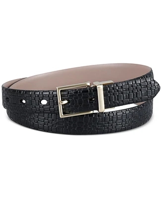 Calvin Klein Women's Two-In-One Reversible Skinny Texture Embossed Belt