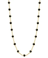 Effy Onyx Bezel Station & Chain 18" Collar Necklace in 14k Gold