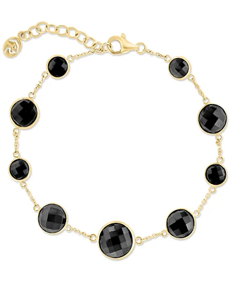 Effy Onyx Bezel-Set Graduated Station Link Bracelet in 14k Gold