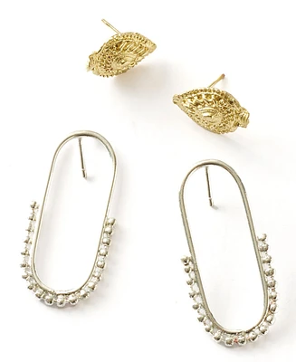 Matr Boomie Bhavani Hoop Shield Stud Earrings - Set of 2