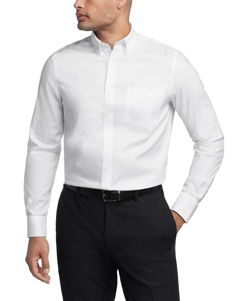 Tommy Hilfiger Men's Th Flex Regular Fit Wrinkle Resistant Stretch Pinpoint Oxford Dress Shirt