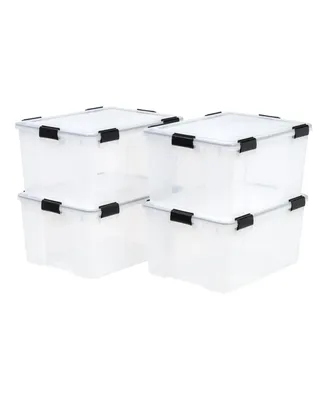 Iris 4Pack 62qt Weatherpro Airtight Plastic Storage Bin with Lid and Seal and Secure Latching Buckles