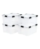 Iris 4Pack 62qt Weatherpro Airtight Plastic Storage Bin with Lid and Seal and Secure Latching Buckles