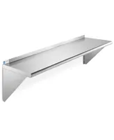 Gridmann 12" x 48" Nsf Stainless Steel Kitchen Wall Mount Shelf w/ Backsplash