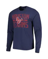 Men's '47 Brand Navy Distressed Houston Texans Wide Out Franklin Long Sleeve T-shirt