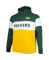 Men's New Era Green, Gold Green Bay Packers Big and Tall Current Team Colorblock Fleece Raglan Pullover Hoodie