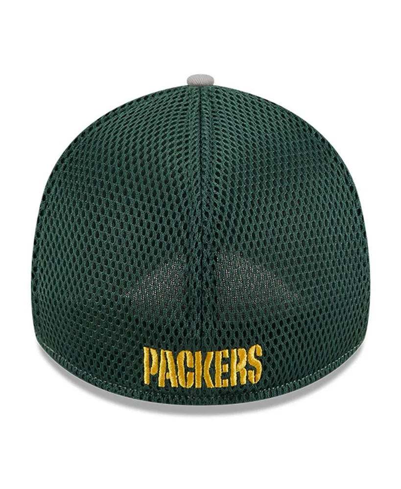 Men's New Era Gray Green Bay Packers Pipe 39THIRTY Flex Hat