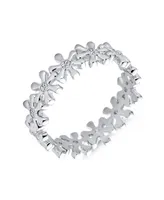 Bling Jewelry Timeless Cubic Zirconia Cz Tiny Star Round Flower Eternity Band Ring For Women Sterling Silver