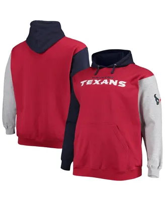 Men's Navy, Red Houston Texans Big and Tall Pullover Hoodie