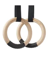 Philosophy Gym Wood Gymnastic Rings 1.25" Grip - Exercise Ring Set with Adjustable Straps, Grip Tape for Pull Ups, Dips, Muscle Ups