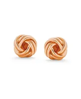 Traditional Classic Round Ball Woven Twisted Rope Cable Love Knot Ball Stud Earrings Rose Gold Plated .925 Sterling Silver