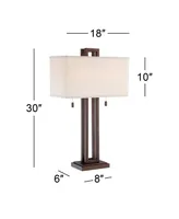 Gossard Modern Industrial Table Lamp 30" Tall Bronze Brown Open Metal Off White Rectangular Box Shade for Bedroom Living Room House Home Bedside Night