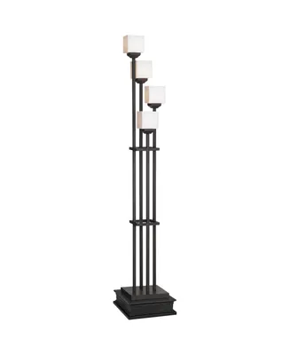 Light Tree Rustic Farmhouse Torchiere Floor Lamp Standing with Riser 76 3/4" Tall Bronze Iron 4-Light Square