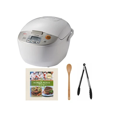 Zojirushi Micom Rice Cooker and Warmer (10-Cup) with Cookbook, Spoon and Tongs