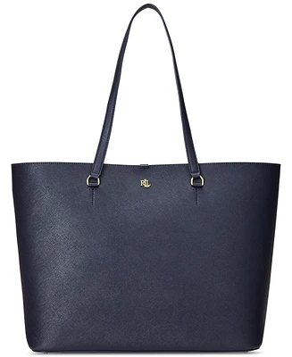 Lauren Ralph Lauren Karly Crosshatch Leather Large Tote