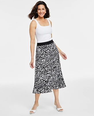 I.n.c. International Concepts Women's Printed Pleated Midi Skirt, Created for Macy's