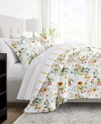 Ienjoy Home Chintz Floral Stripe 3 Piece Comforter Sets