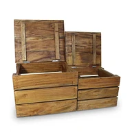 vidaXL Storage Crate Set 2 Pieces Solid Mahogany Wood
