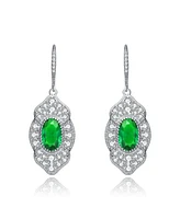 Dazzling Sterling Silver White Gold Plated with Colored Cubic Zirconia Drop Earrings