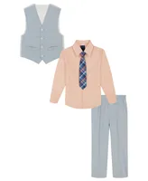 Nautica Toddler Boys Machine Washable Glen Plaid Vest, Shirt, Pant and Tie, 4 Piece Set