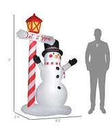 Homcom 83.75" Christmas Inflatables Snowman with Street Light for Yard - Multi