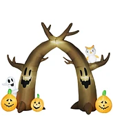 Homcom 10FT Halloween Inflatable Archway with Ghost Pumpkin Owl Led Lights