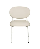 Tov Furniture 2 Pc. Cream Leather Stackable Dining Chair with Cream Legs