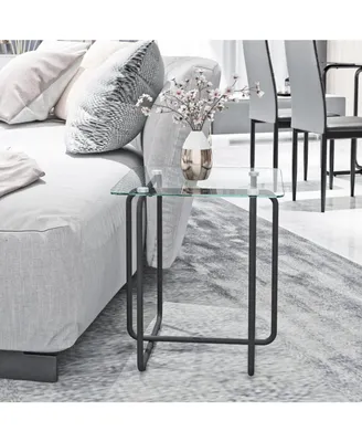 Simplie Fun Modern Tempered Glass Coffee Table End Table Side Table For Living Room, Bedroom, Transparent