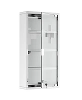 Homcom Wall Medicine Cabinet with Lock, Lockable Wall Cabinet,