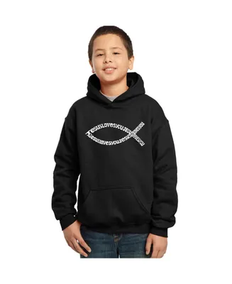 Boy's Word Art Hooded Sweatshirt - Jesus Loves You