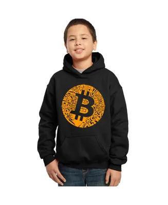 Boy's Word Art Hooded Sweatshirt - Bit coin