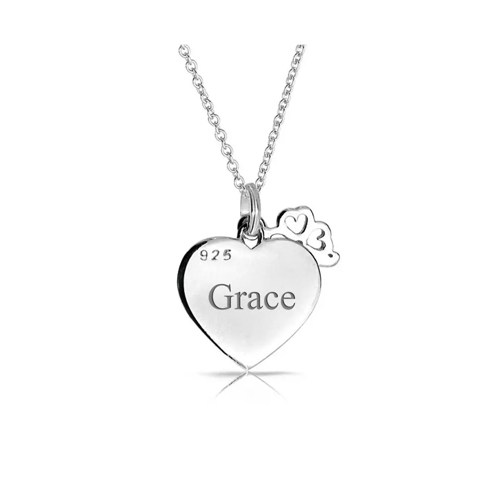 Live Love Laugh Word Quote Circle Flower Charm Heart Shape Pendant Necklace For Women .925 Sterling Silver