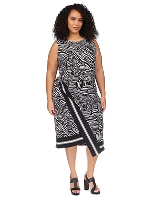 Michael Kors Plus Zebra-Print Faux Wrap Midi dress