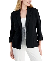 Ak Anne Klein Petite 3/4-Sleeve One-Button Blazer