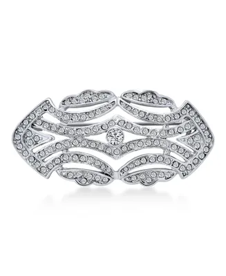 Bling Jewelry Large Pave Crystal Fashion Gatsby Art Deco Style Scarf Brooch Pin For Women