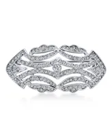 Bling Jewelry Large Pave Crystal Fashion Gatsby Art Deco Style Scarf Brooch Pin For Women